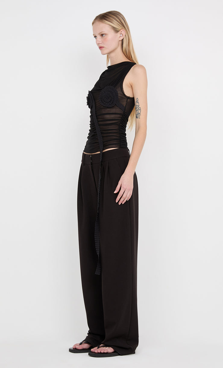 DANTE SPIRAL BOAT NECK TOP - BLACK