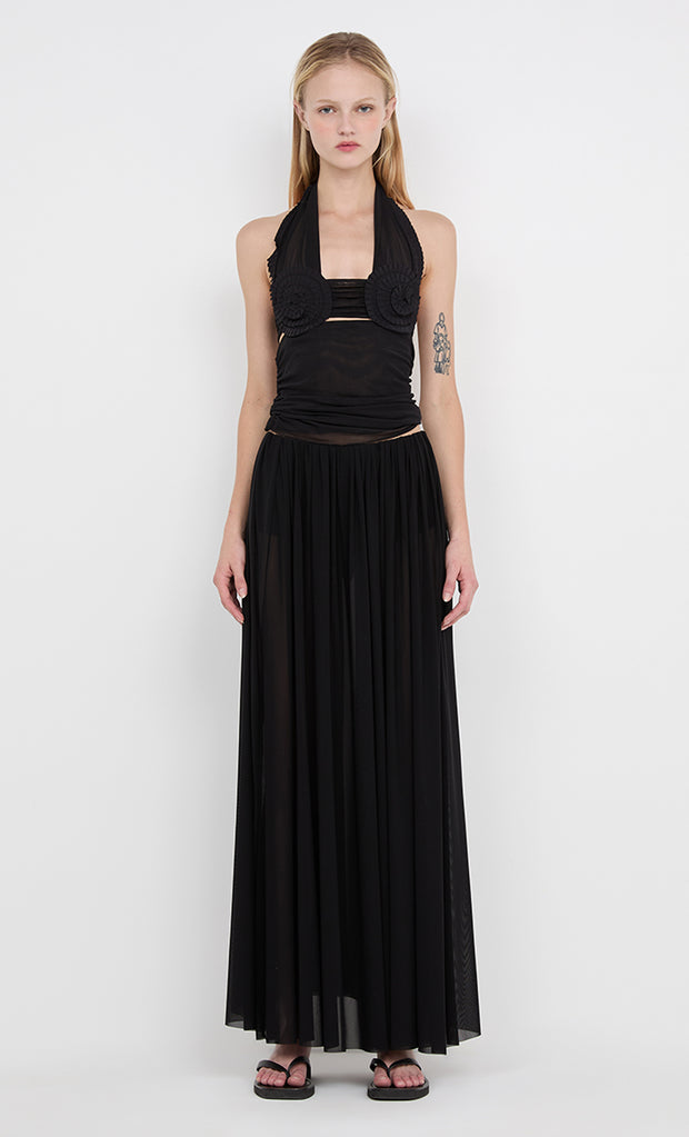 DANTE SPIRAL HALTER TOP - BLACK