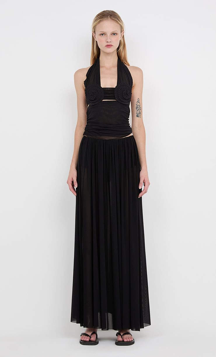 DANTE SPIRAL HALTER TOP - BLACK