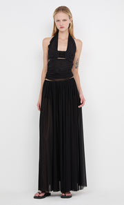 DANTE SPIRAL HALTER TOP - BLACK