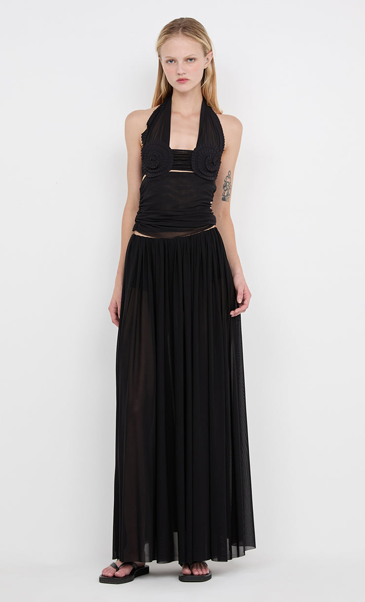 DANTE SPIRAL HALTER TOP - BLACK