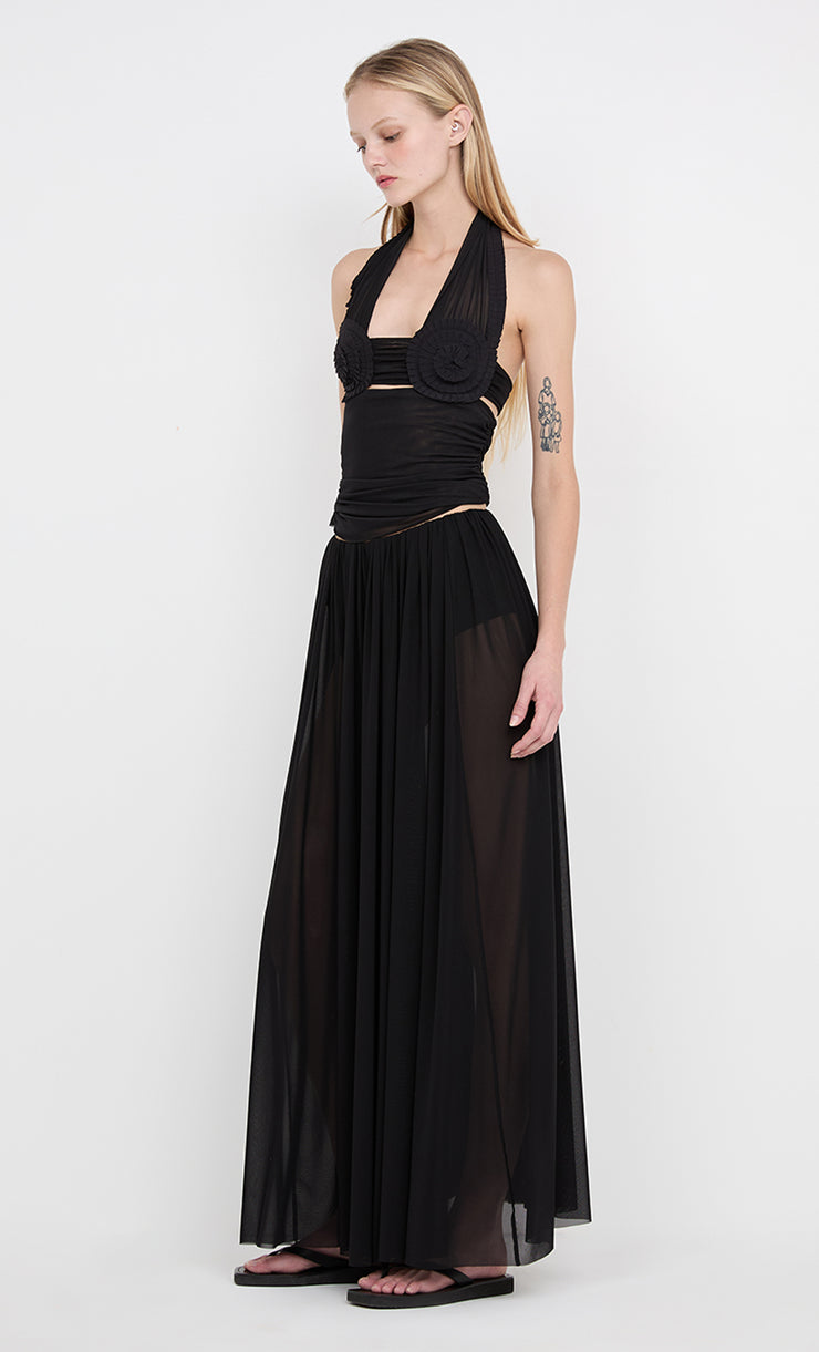 DANTE SPIRAL HALTER TOP - BLACK