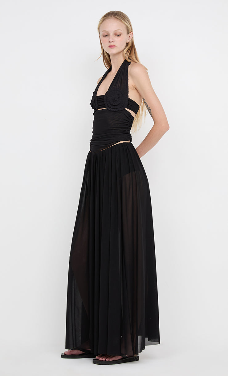 DANTE SPIRAL HALTER TOP - BLACK