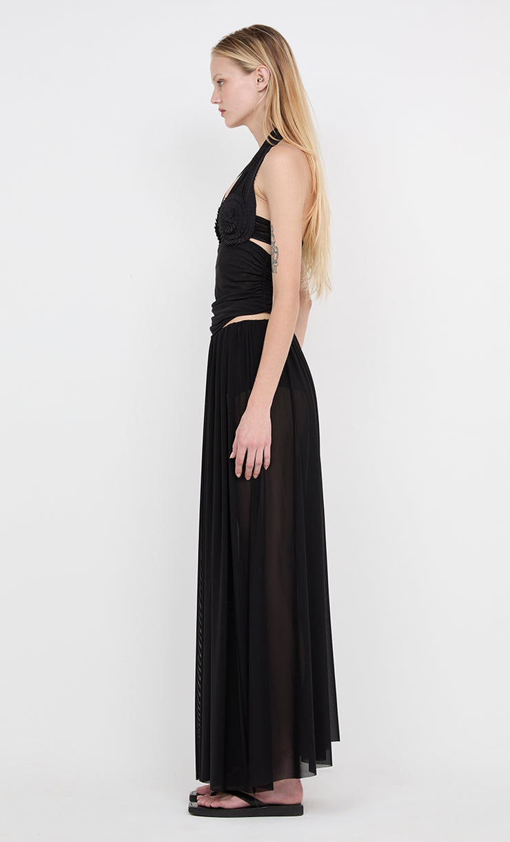 DANTE SPIRAL HALTER TOP - BLACK