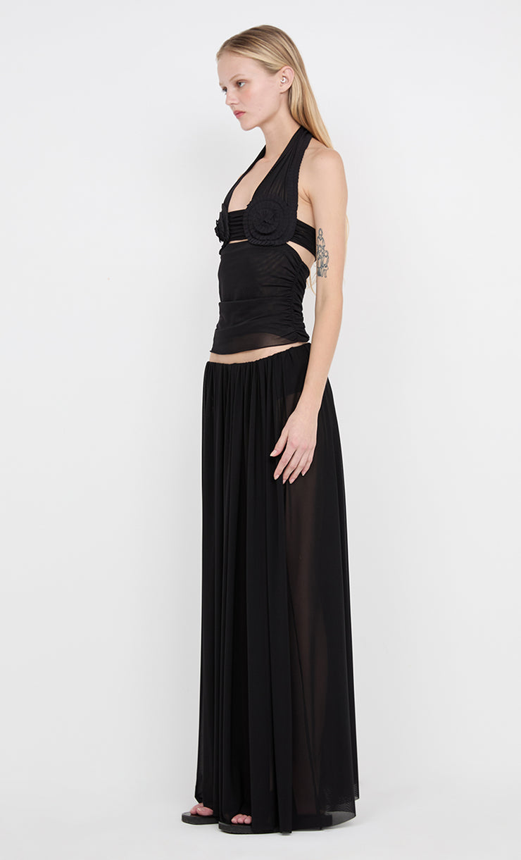 DANTE SPIRAL HALTER TOP - BLACK