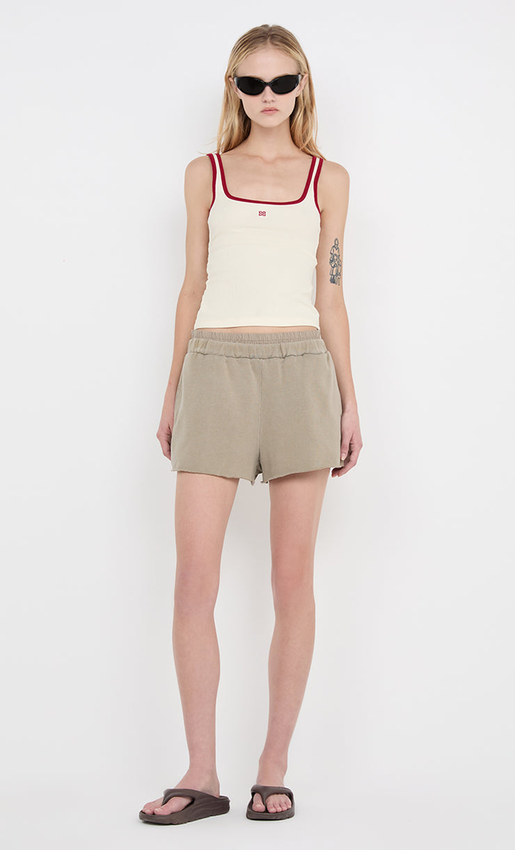 LANA SQUARE NECK TANK - CHALK/CHERRY