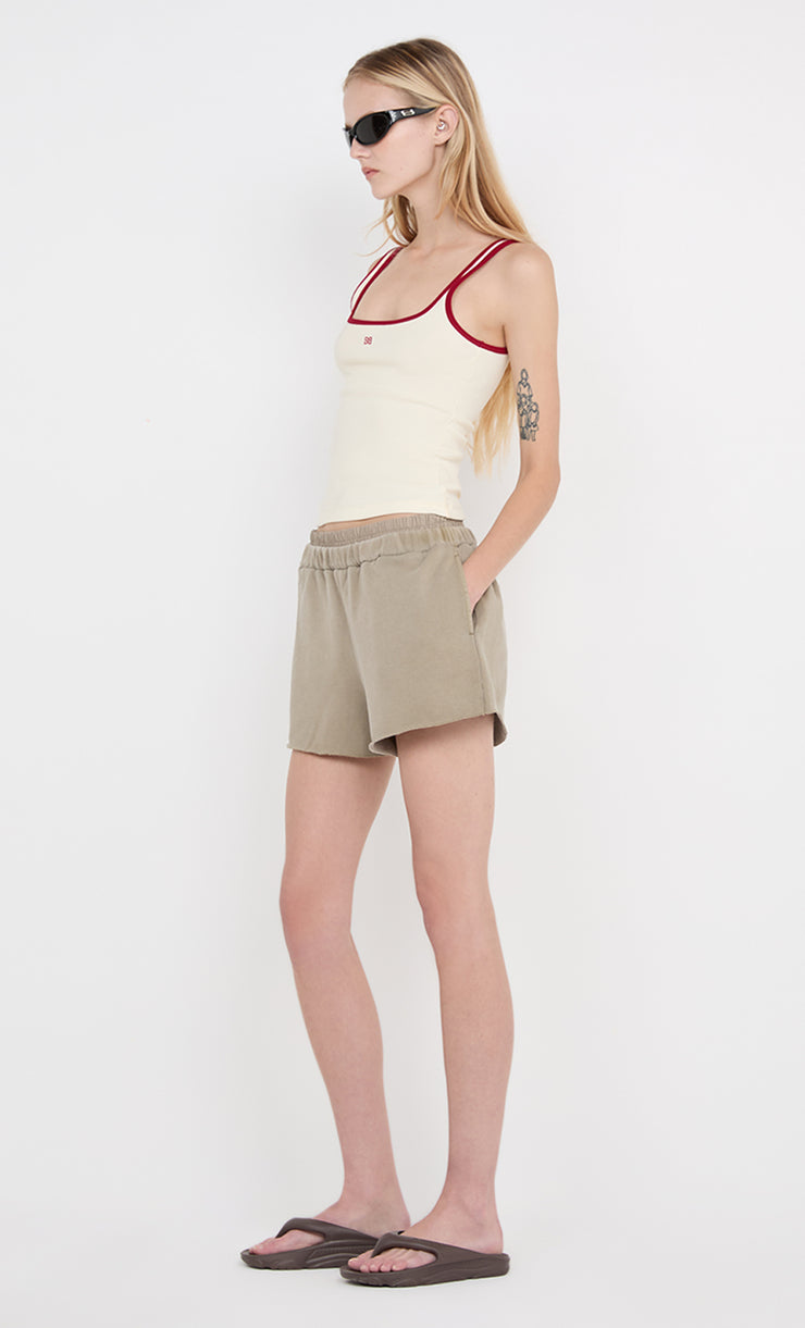 LANA SQUARE NECK TANK - CHALK/CHERRY