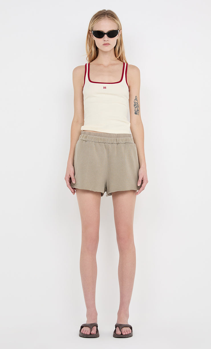 LANA SQUARE NECK TANK - CHALK/CHERRY