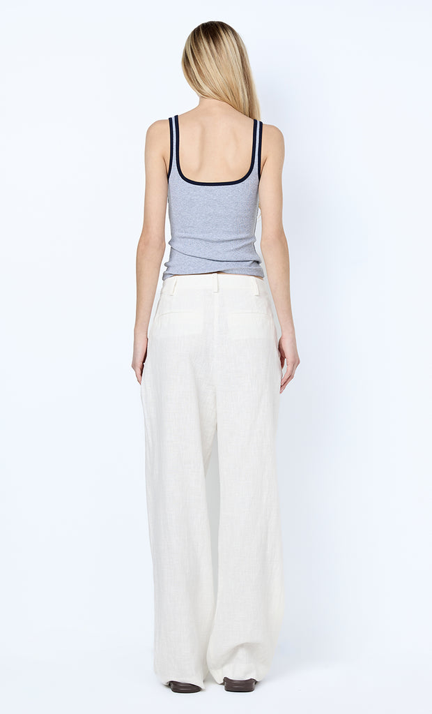 LANA SQUARE NECK TANK - GREY MARLE/INK