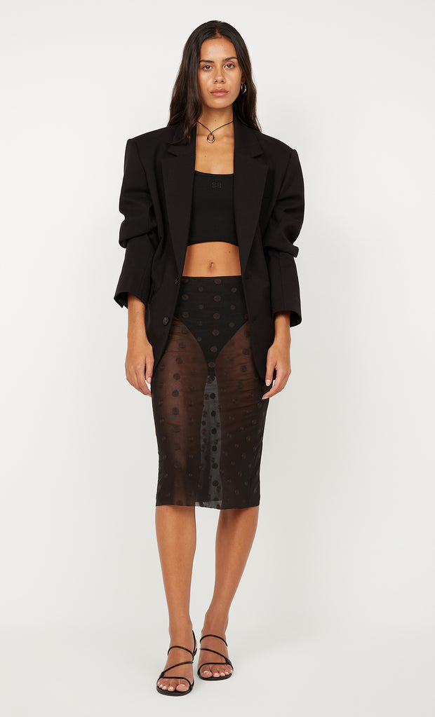 KARLA MIDI SKIRT - BLACK/CHOC SPOT