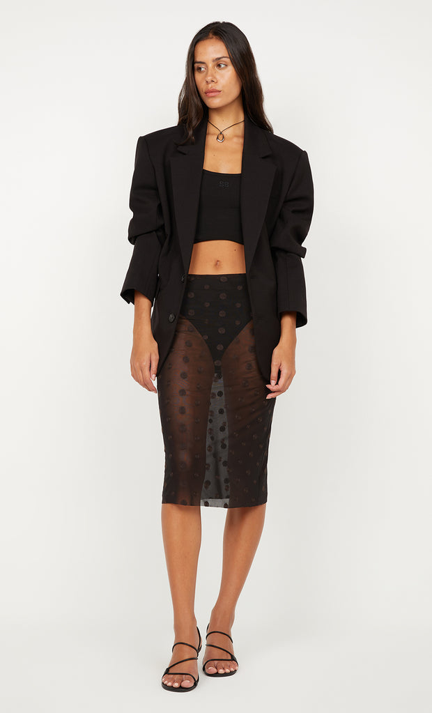 KARLA MIDI SKIRT - BLACK/CHOC SPOT