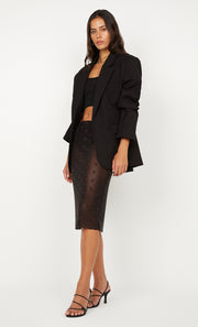 KARLA MIDI SKIRT - BLACK/CHOC SPOT