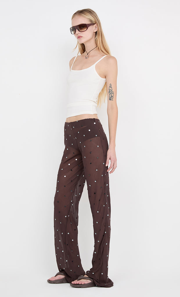 ARIELLE PANT - DARK CHOC SEQUIN