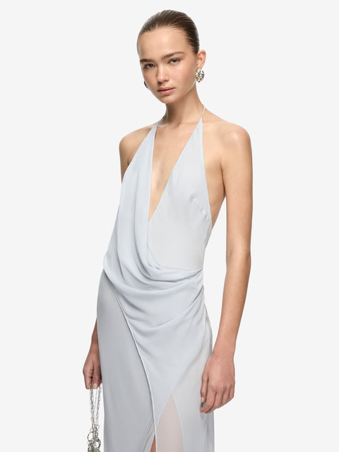 SABRINA DRAPE MAXI DRESS - BLUE SMOKE