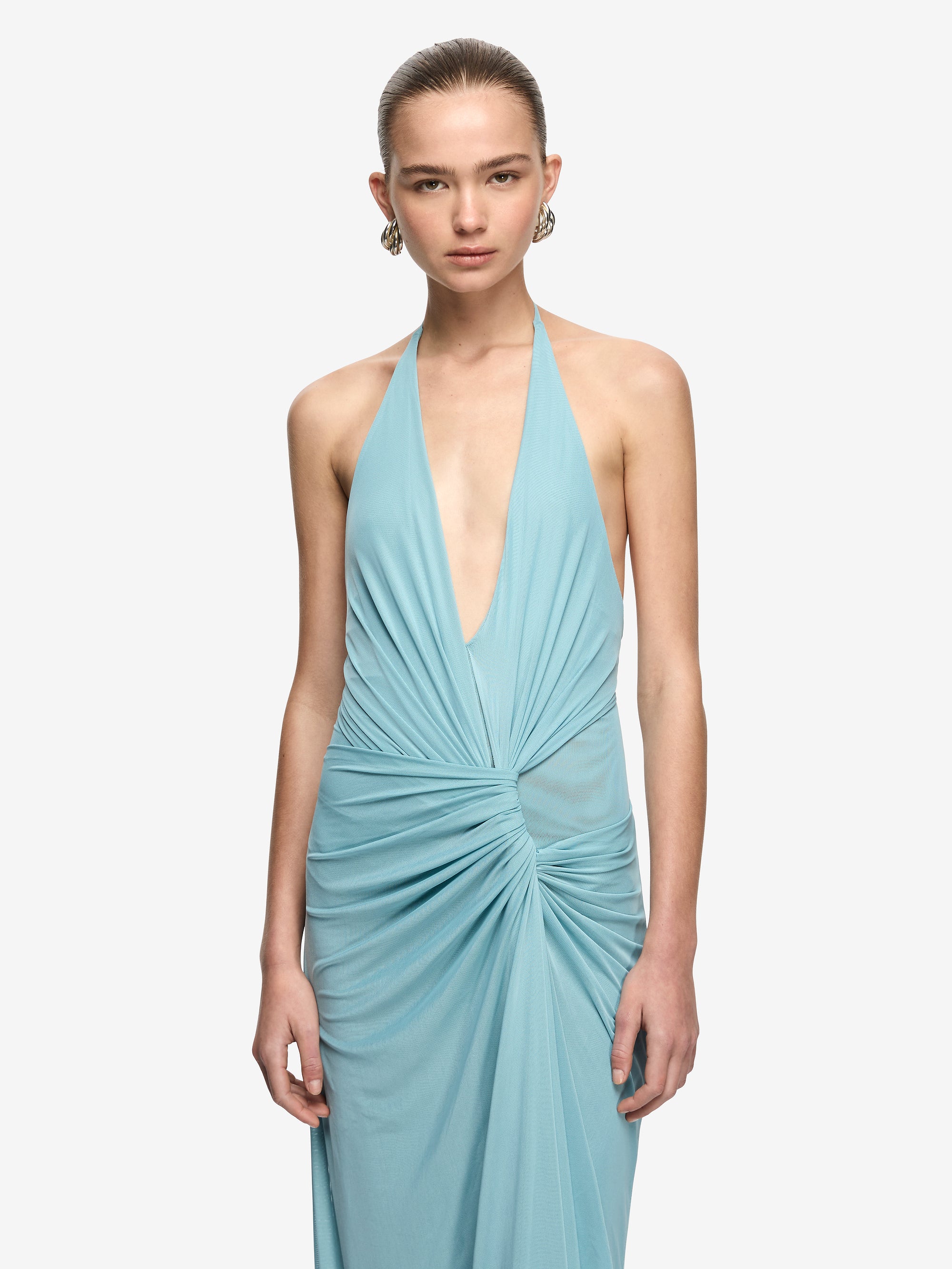 XANTHI V NECK MAXI DRESS - BERMUDA BLUE – BEC + BRIDGE US