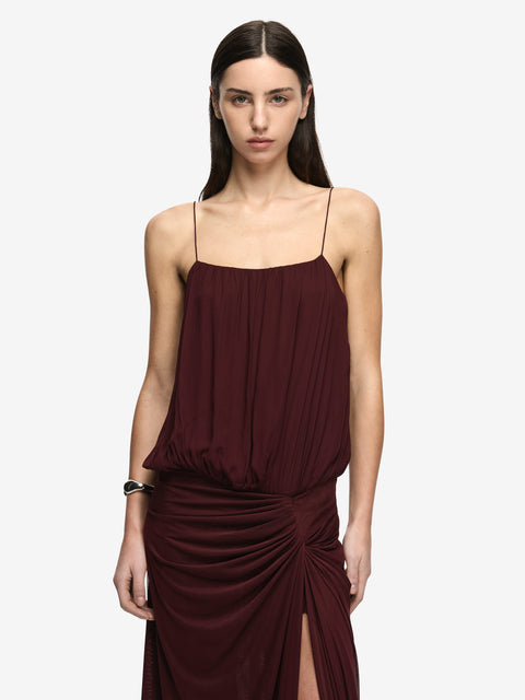 KORA BLOUSON MAXI DRESS - PLUM