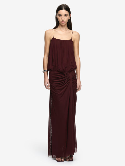 KORA BLOUSON MAXI DRESS - PLUM
