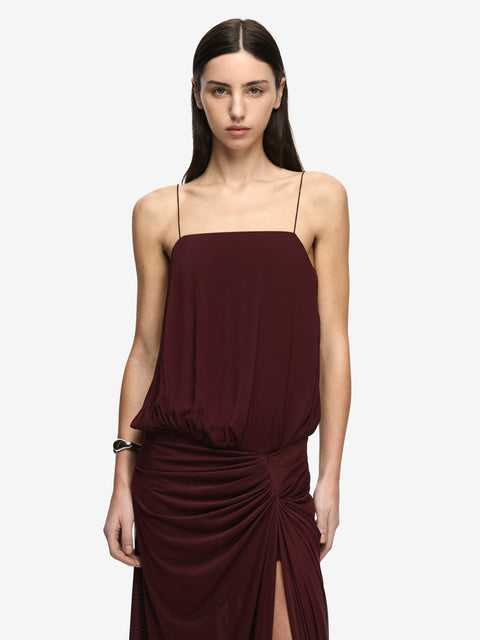 KORA BLOUSON MAXI DRESS - PLUM