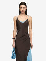 CLIO LAYERED MAXI DRESS - BITTER CHOC/AZURE BLUE