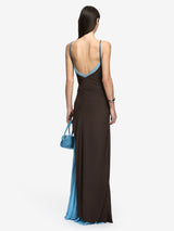 CLIO LAYERED MAXI DRESS - BITTER CHOC/AZURE BLUE