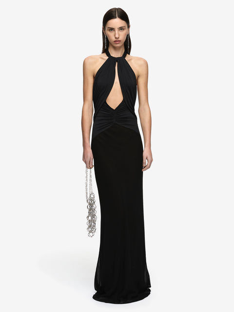 THALIA HALTER MAXI DRESS - BLACK