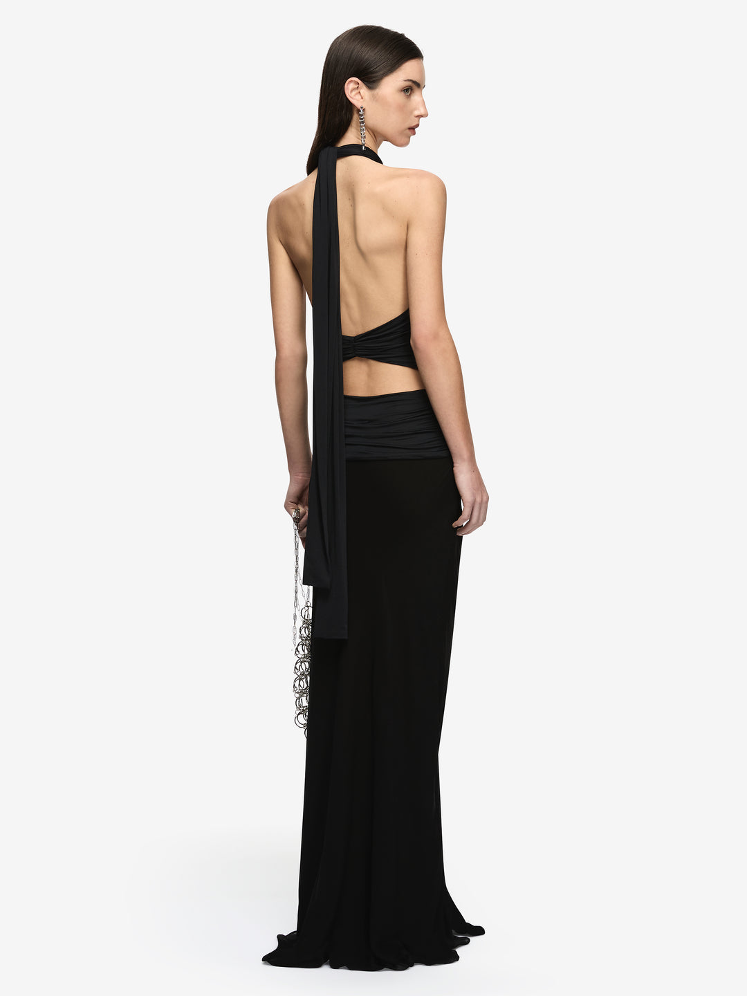 THALIA HALTER MAXI DRESS - BLACK
