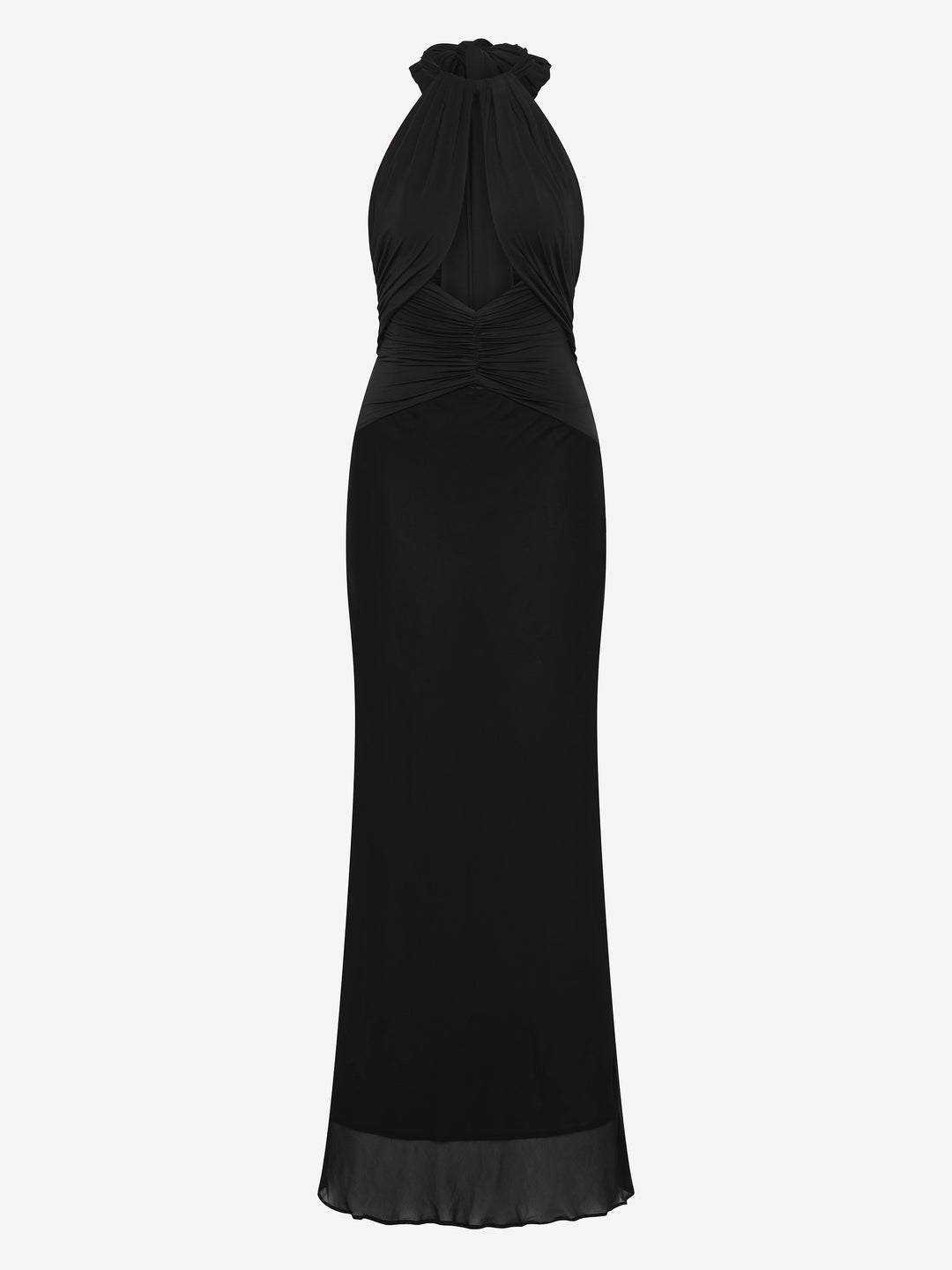 THALIA HALTER MAXI DRESS - BLACK