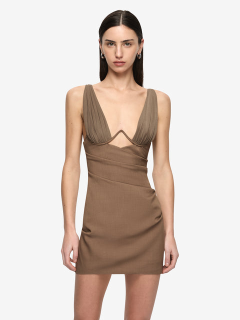 MIKA MINI DRESS - TAUPEE