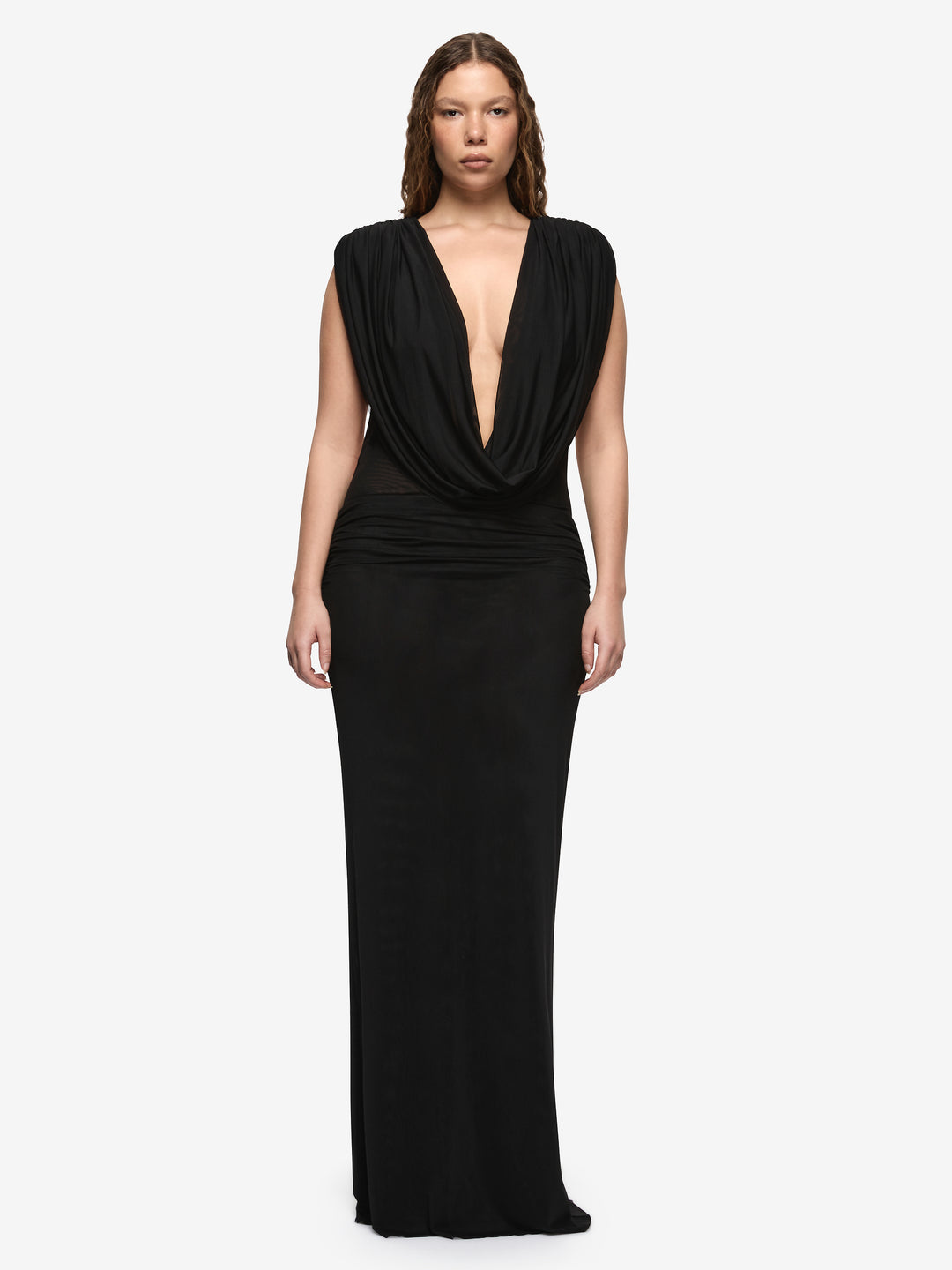 ARIANNA COWL NECK MAXI DRESS - BLACK