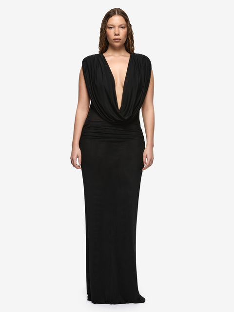ARIANNA COWL NECK MAXI DRESS - BLACK