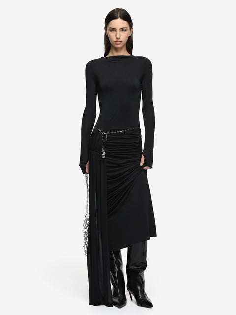 ANDREA LONG SLEEVE MAXI DRESS  - BLACK