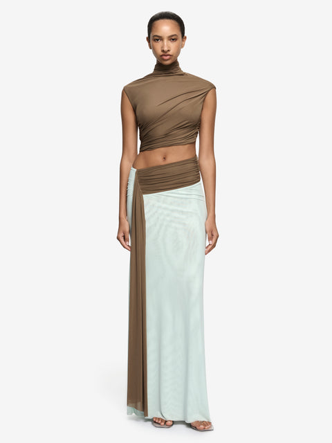 CONNI MAXI DRESS - TAUPE/SPEARMINT