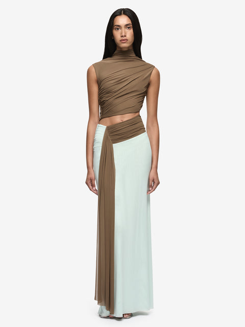 CONNI MAXI DRESS - TAUPE/SPEARMINT