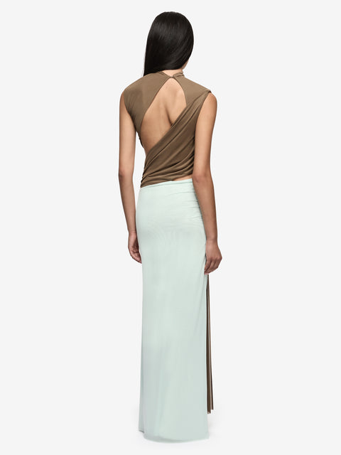 CONNI MAXI DRESS - TAUPE/SPEARMINT