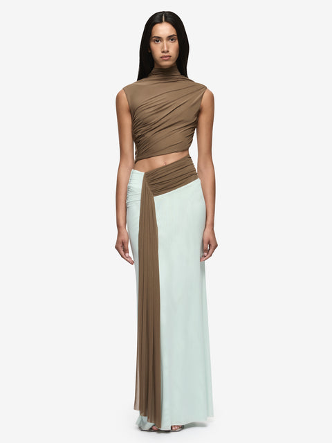 CONNI MAXI DRESS - TAUPE/SPEARMINT