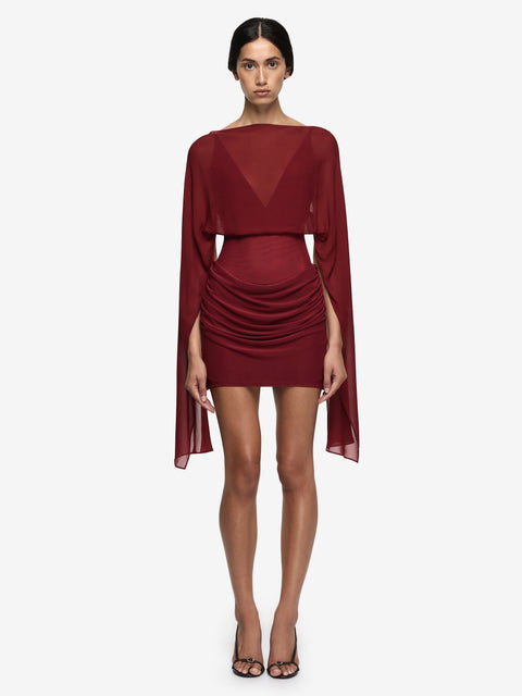 ADARA DRAPE MINI DRESS - ROSETTE