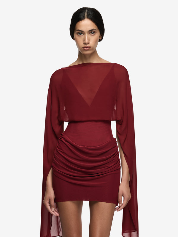 ADARA DRAPE MINI DRESS - ROSETTE