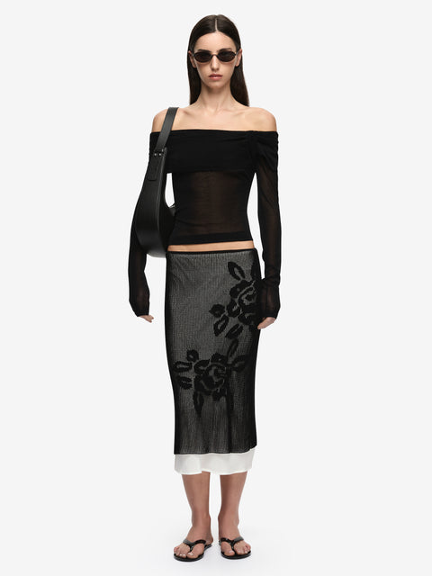 KORALI MIDI SKIRT - BLACK/IVORY