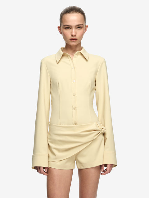 ELENORA LONG SLEEVE TOP - STRAW