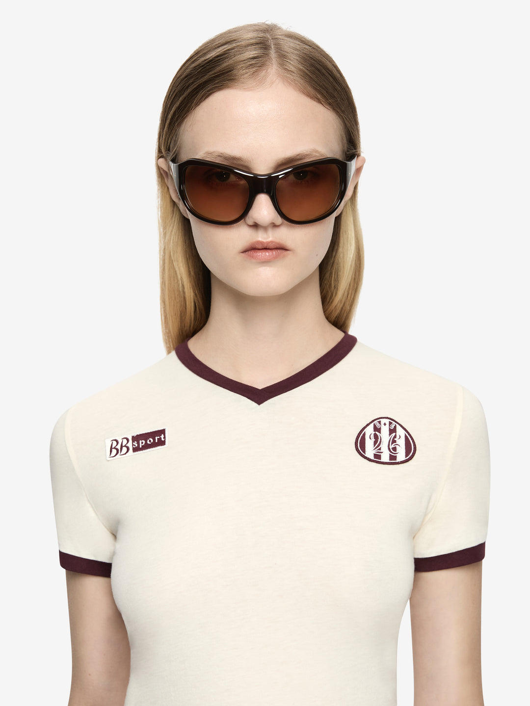 SOLARA TEE - IVORY/PLUM