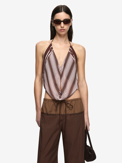 EVELY HALTER TOP - GEO SCARF PRINT