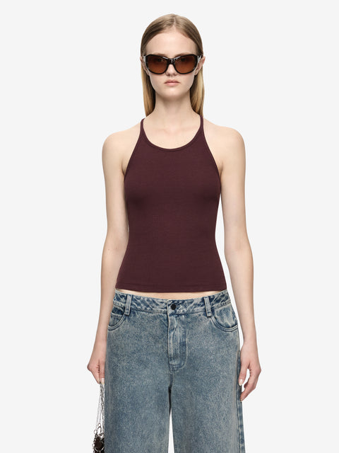 AZURI RACER BACK TOP - AUBERGINE