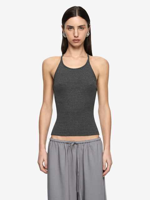 AZURI RACER BACK TOP - CHARCOAL MARLE