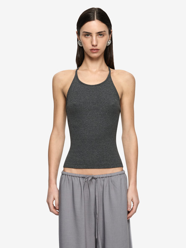 AZURI RACER BACK TOP - CHARCOAL MARLE
