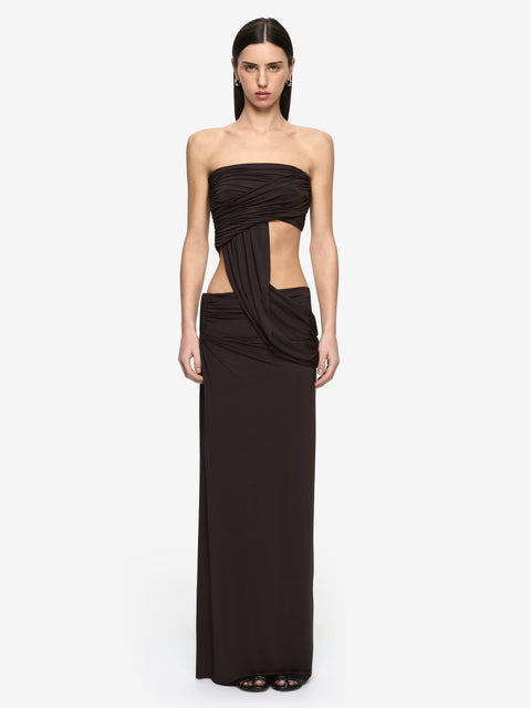 NIKO MAXI SKIRT - DARK CHOCOLATE