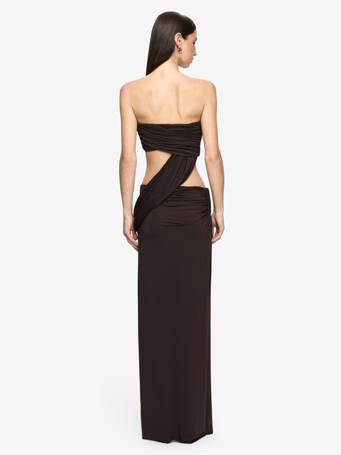 NIKO MAXI SKIRT - DARK CHOCOLATE
