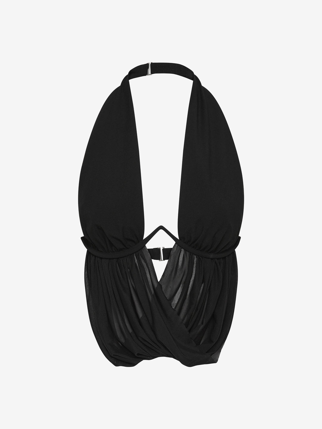 HENLEY DRAPE TOP - BLACK