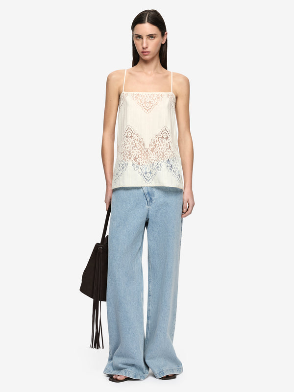 MARIETTA SQUARE NECK TOP - CREAM