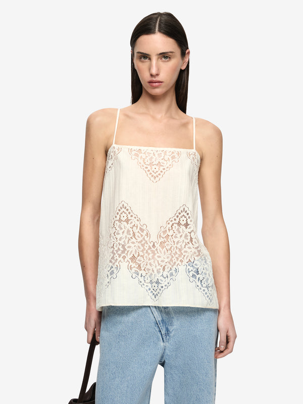 MARIETTA SQUARE NECK TOP - CREAM