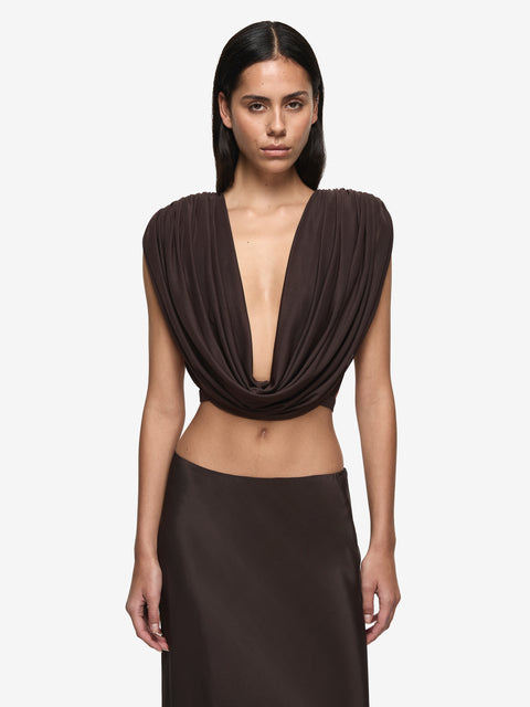 ARIANNA COWL TOP - DARK CHOCOLATE